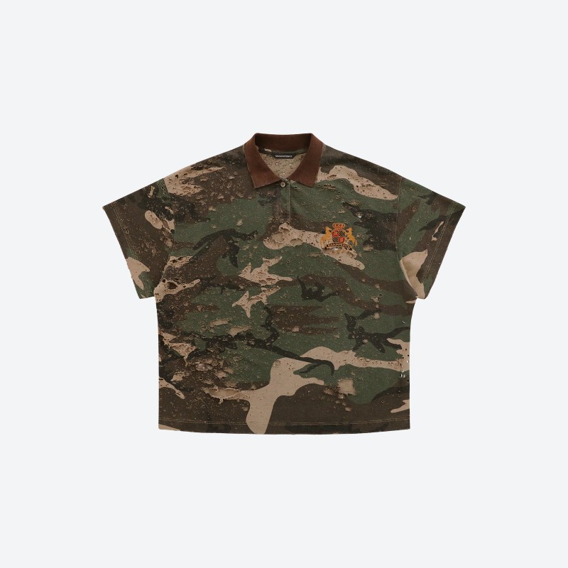 Distressed Camo Polo
